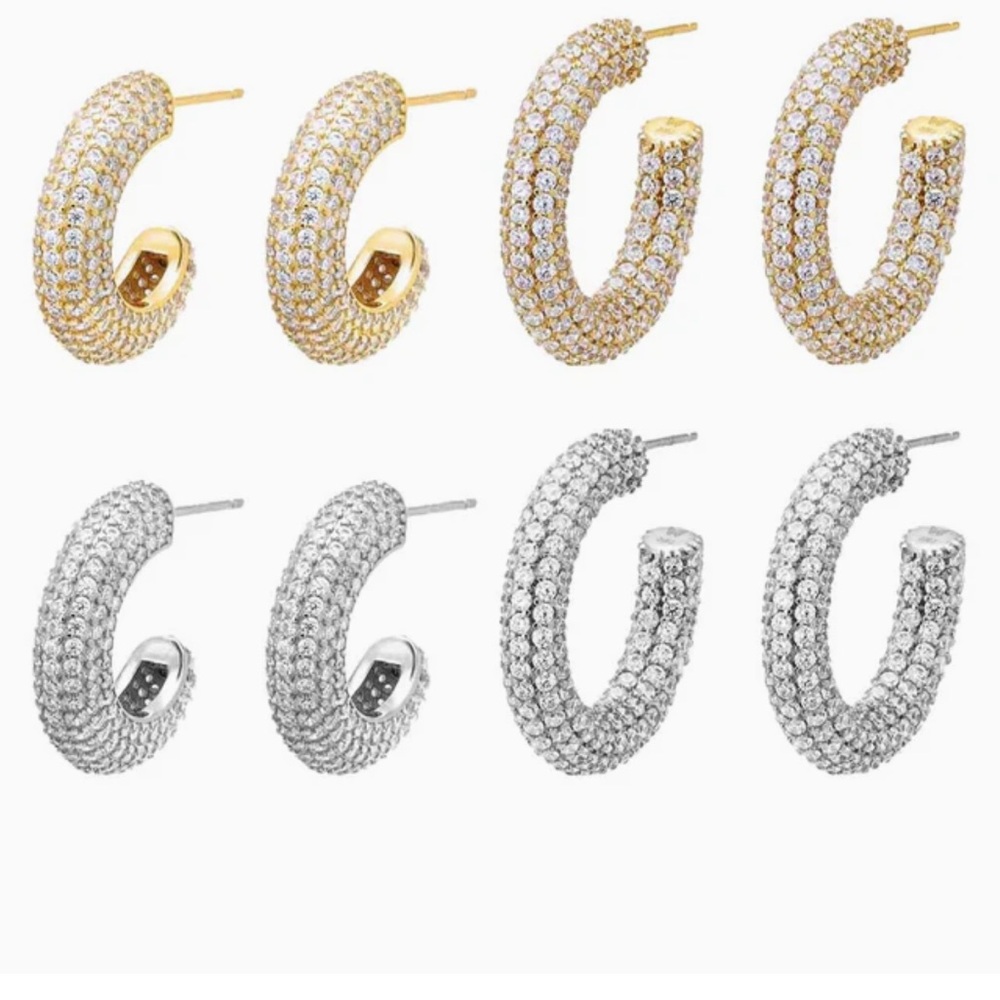 Adina Eden Jumbo Pave Hoops In Silver, Size: OS - Picture 2 of 10